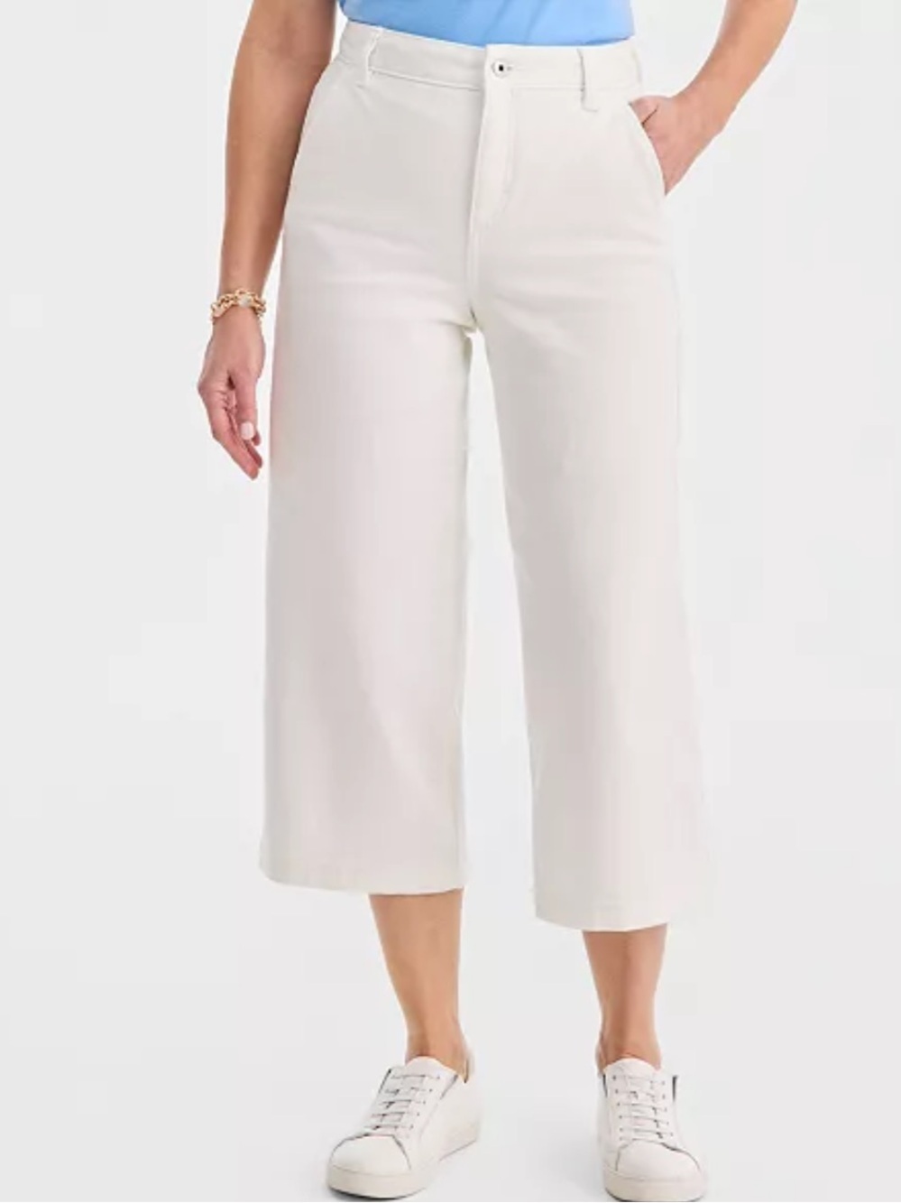 NWT Style & Co. Macys Wide Leg Crop Denim Jeans White Coastal Beachy Size 16